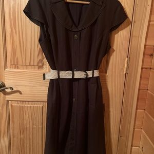 Tahari, brown linen dress, size 14